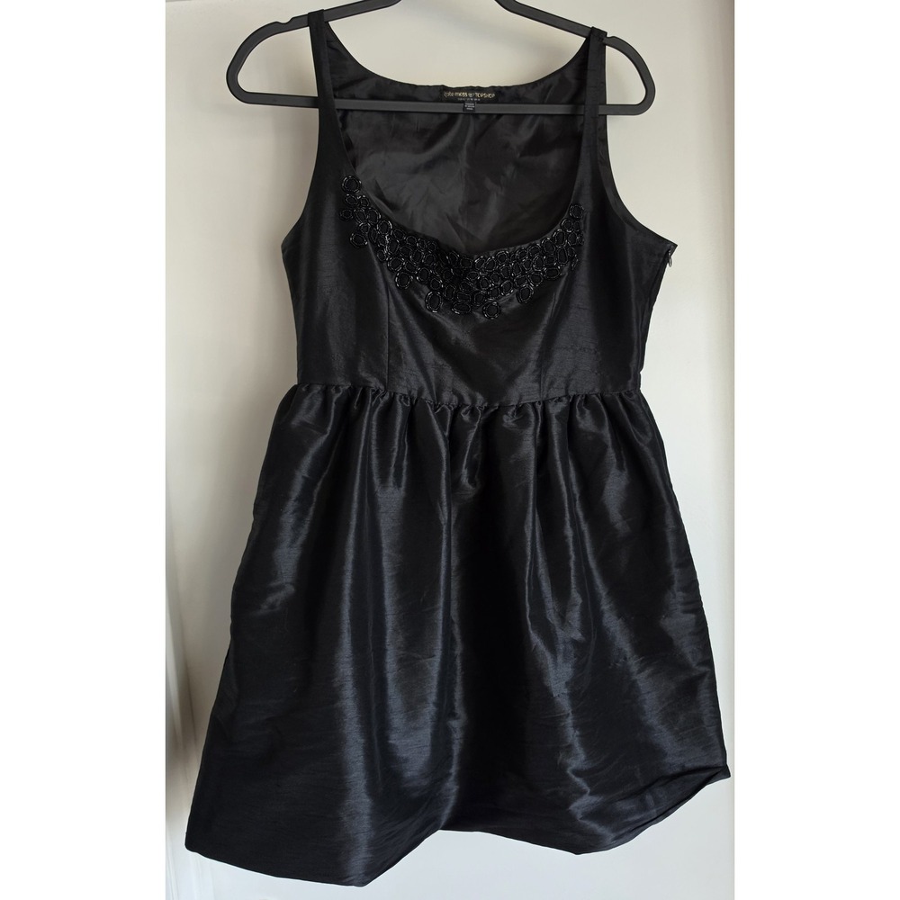 Kate Moss Topshop Black Sleeveless Party Dress 10 Cocktail Mini Silk Blend Beads